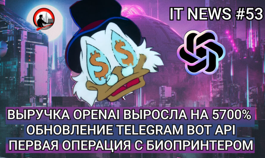 MD #53 | Выручка OpenAI выросла на 5700%, обновление Telegram Bot Api, первая операция с биопринтером